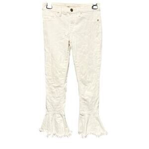 CHELSEA VIOLET White skinny bell bottom denim jeans hippy grunge boho  sz 27